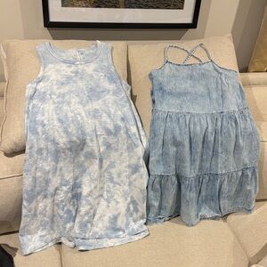GAP kids bundle of 2 dresses Blue Tie-Dye and lightweight Denim Dresses